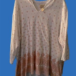 Blue Mountain 3/4 sleeve blouse pink and white 3X